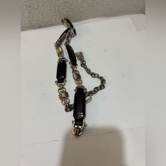 Fossil Chain and black  Leather Belt Medium